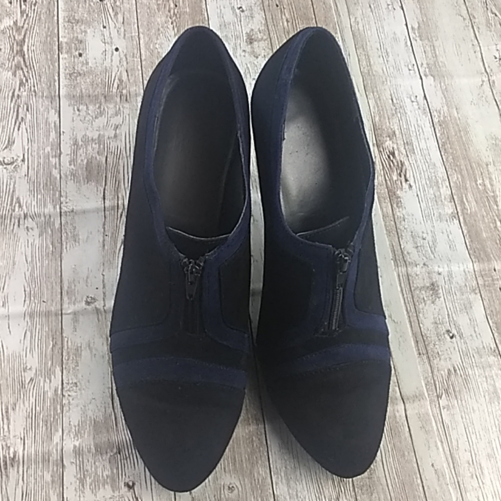 Suede Black and Blue Bootie Heel